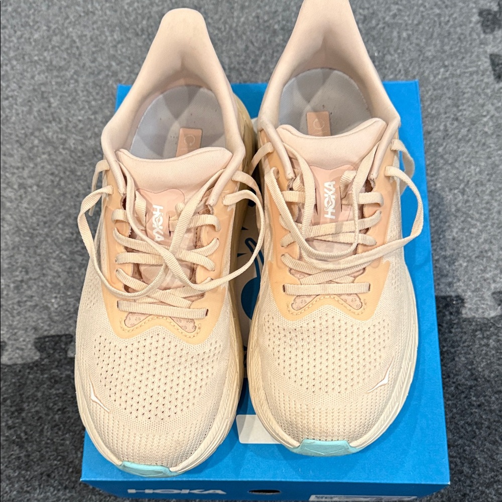 Hoka Women's Arabia 7 Peach and Cream Athletic Shoes